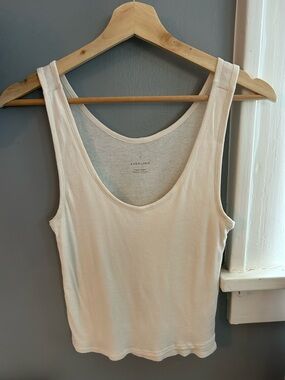 Everlane Cream Ribbed Scoop Tank